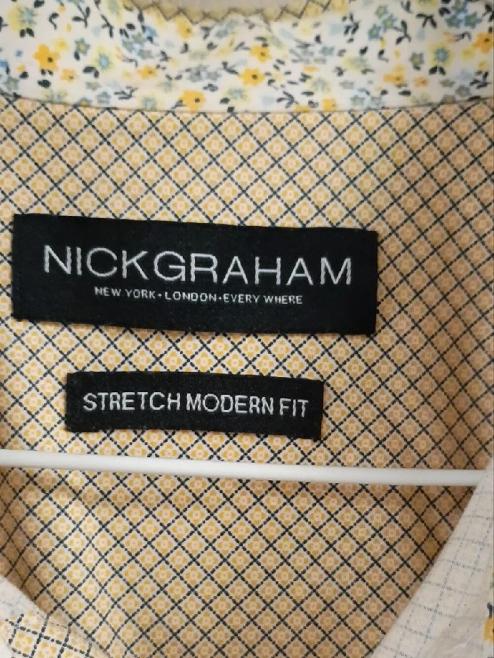 Nick Graham Men's Yellow Micro-Check Button-Up Shirt